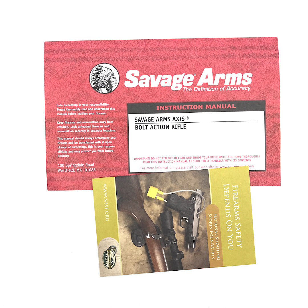 Savage Arms Axis Bolt Action Rifle Owner's manual with Schematic