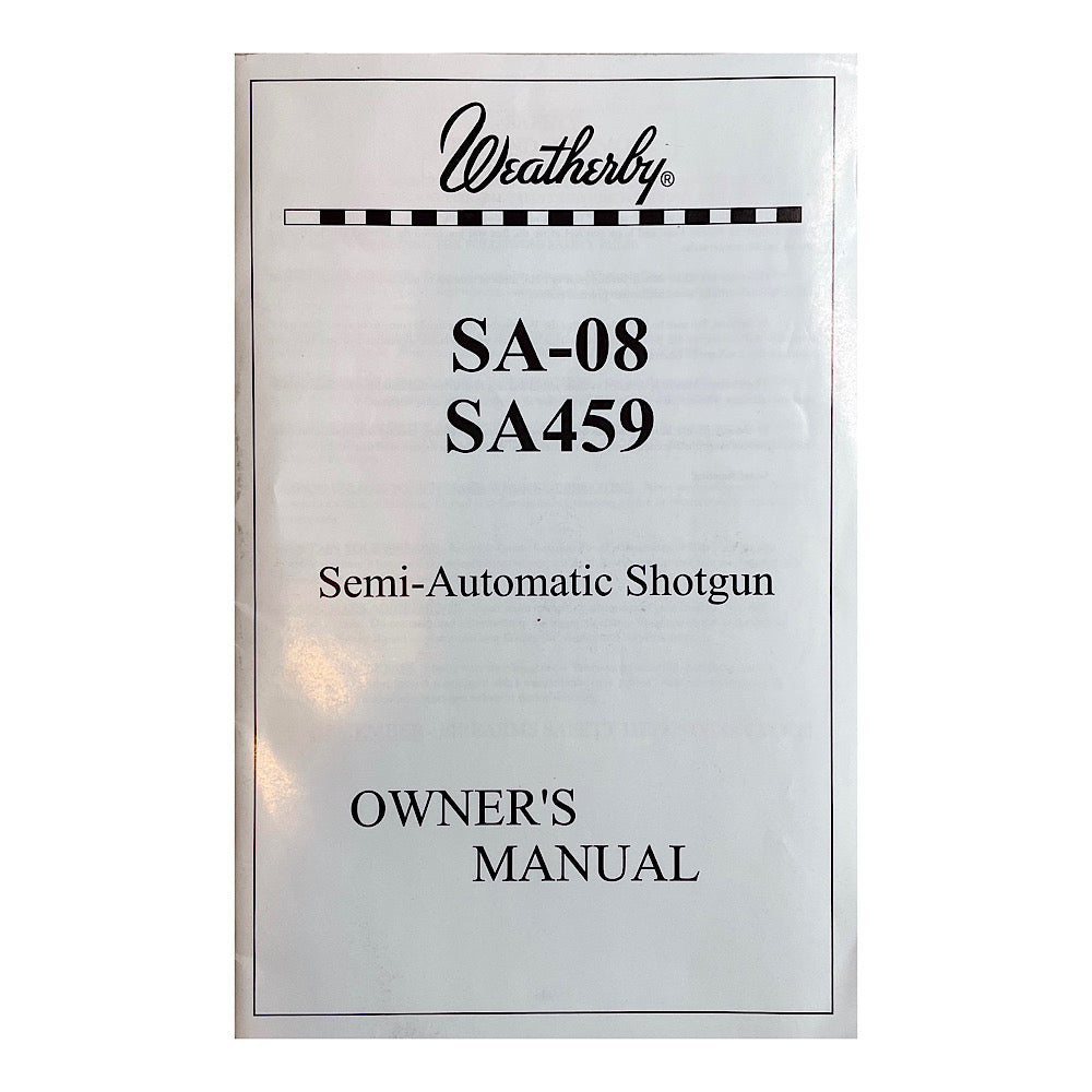 Weatherby owner's manual for SA-08 SA 459 semi auto shotguns - Canada Brass - 