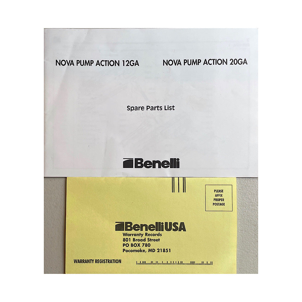 Benelli Nova Pump Action 20ga Spare Parts List 15 pgs - Canada Brass - 