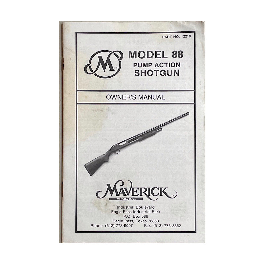 Maverick Arms Inc. Owner&#39;s Manual for Model 88 Pump Action Shotgun 20pgs - Canada Brass - 