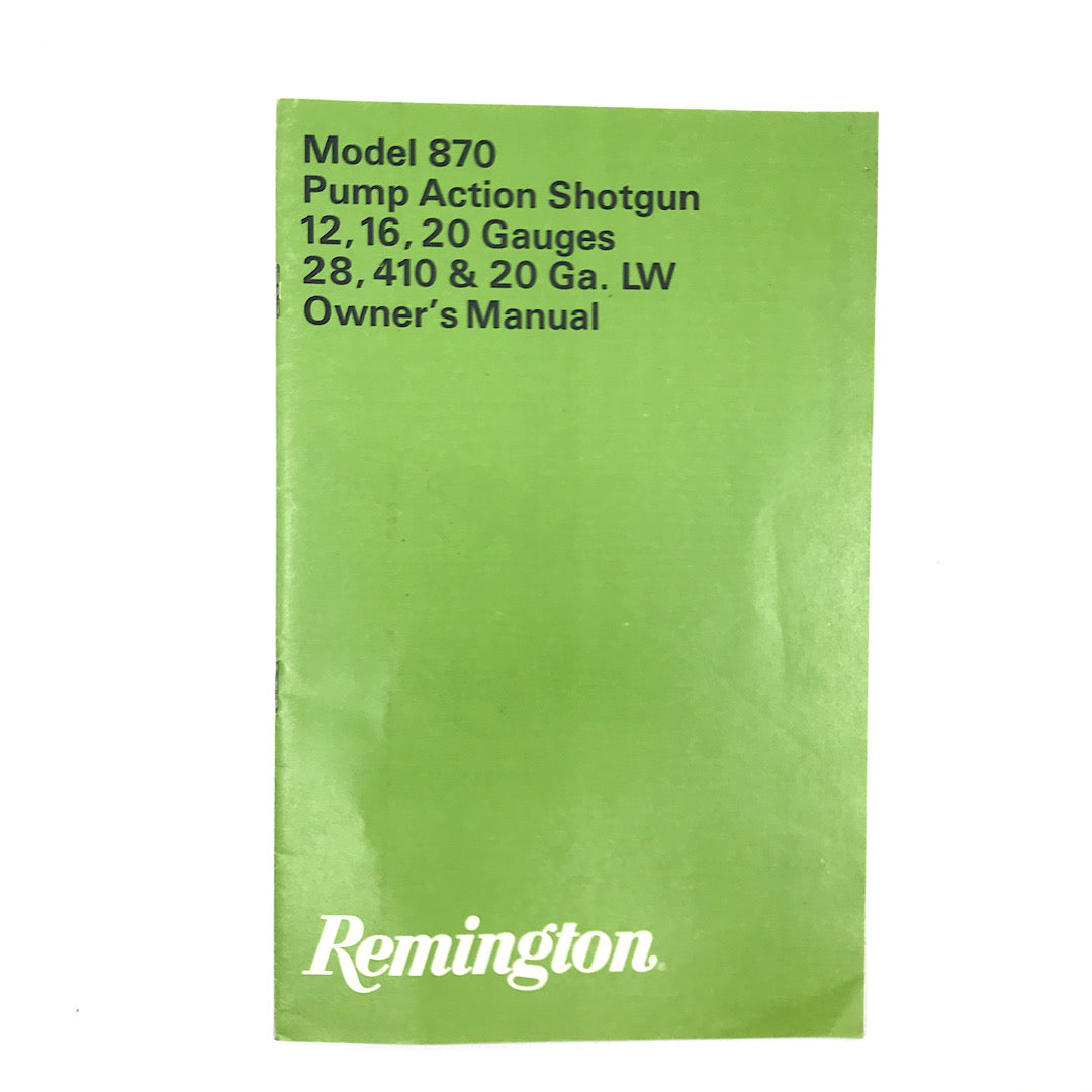 Remington 870 Pump Action Shotgun Owner's Manual Original 1974