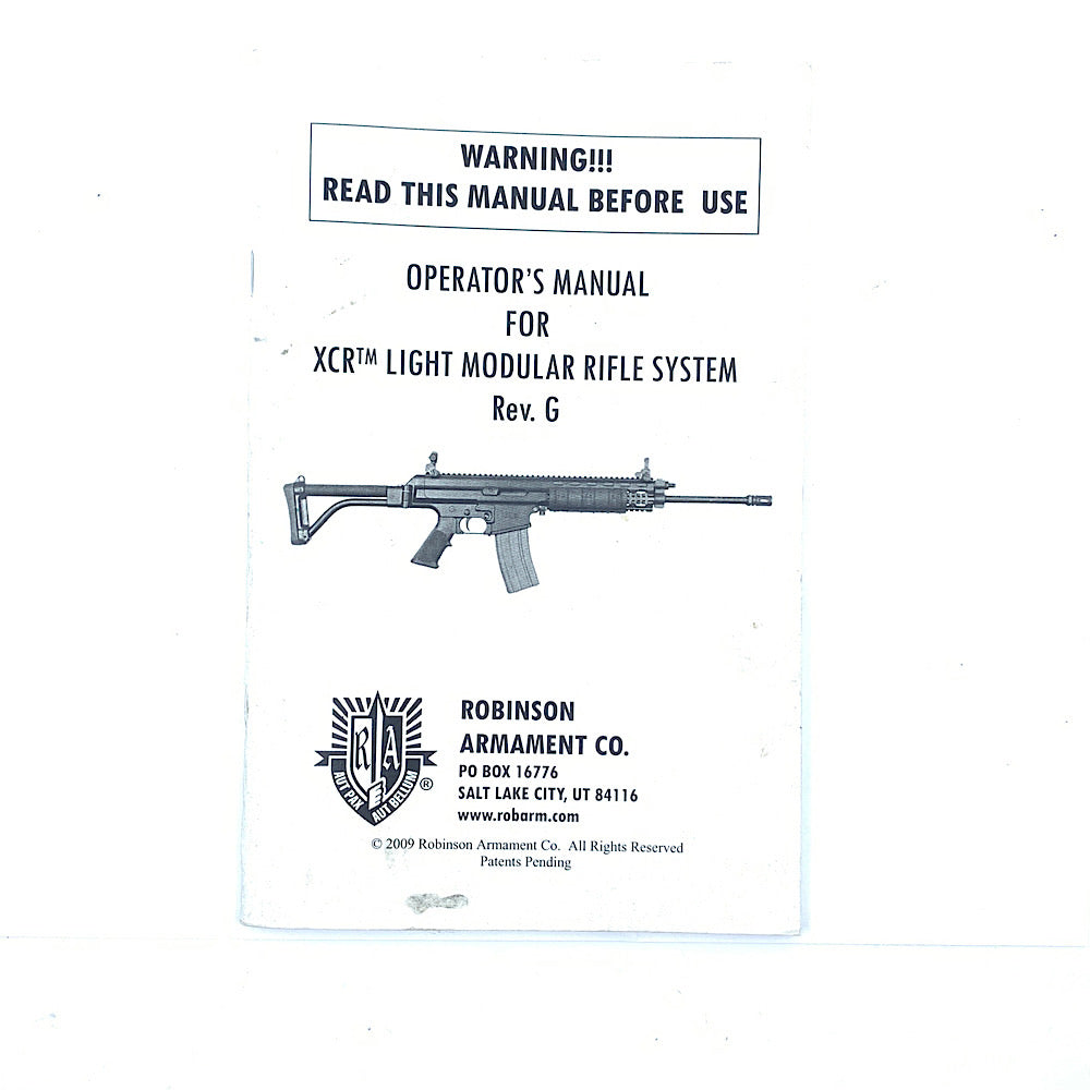 XCR Operators Manual Light Modular Rifle System Robinson Armement SB 43pgs