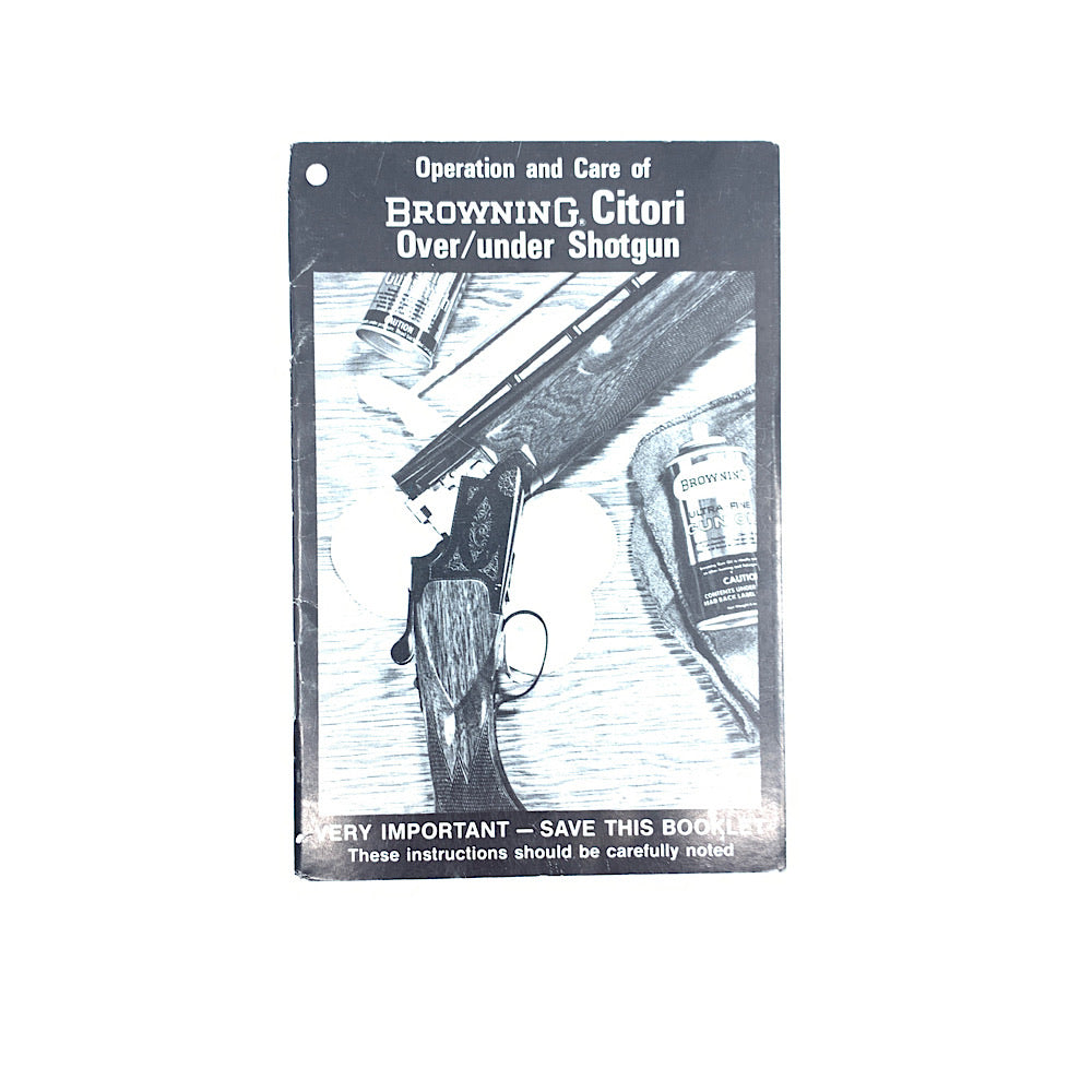 Browning Citori Over And Under Shotgun Manual Original