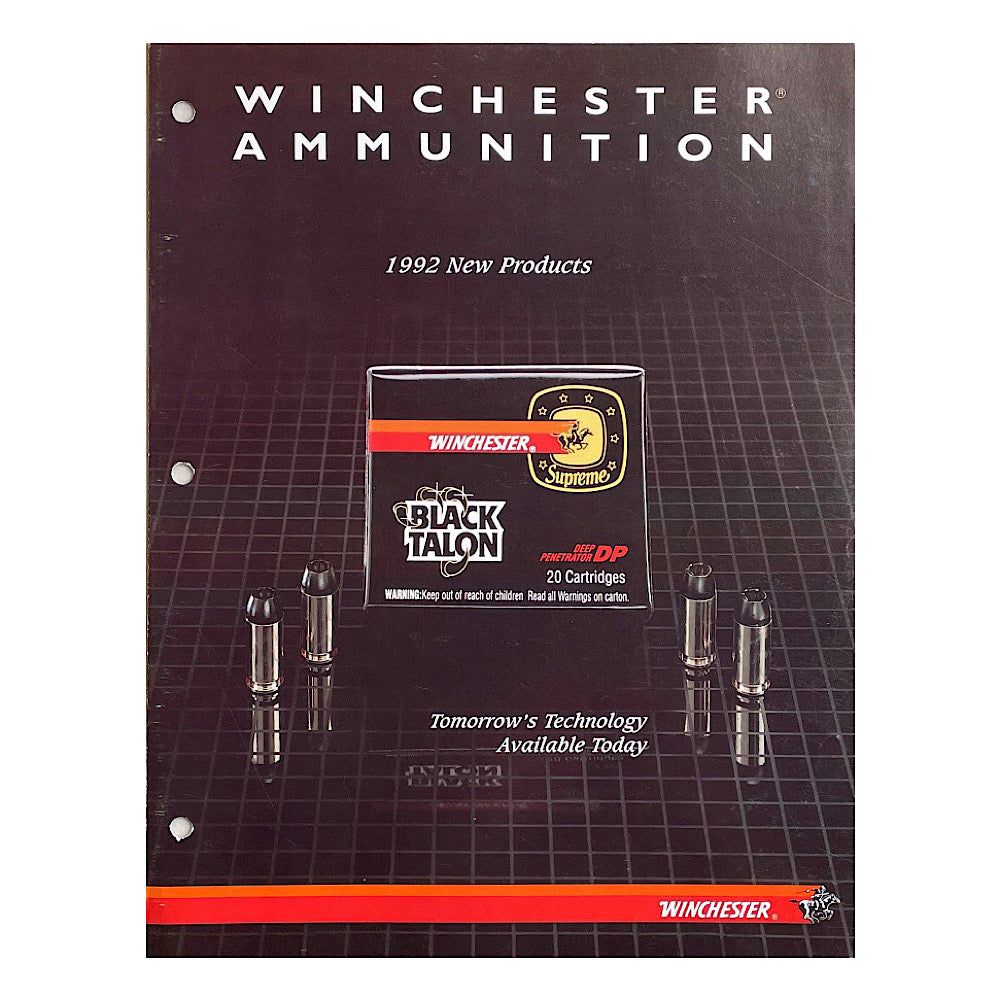 Winchester Ammunition 1996 New Products pamphlet, Winchester Ammunition 1992 New Products pamphlet both pamphlets 3 hole punched - Canada Brass - 