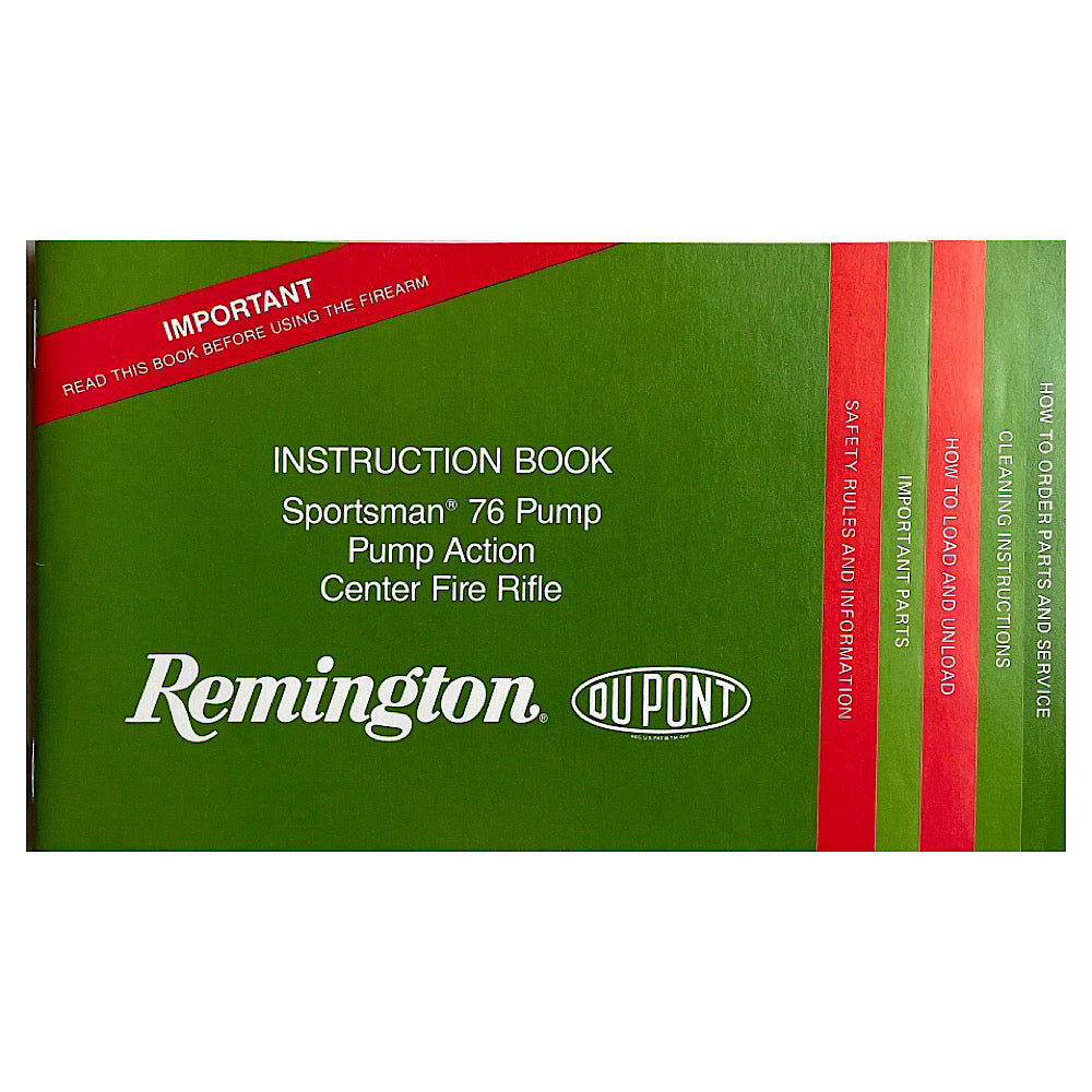 Remington Instruction Book Sportsman 76 Pump Pump Action Center Fire Rifle 16pgs - Canada Brass - 