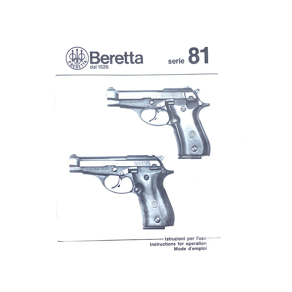Beretta Series 81 Semi Automatic Pistol Original Owners Manual 1990 3 Languages
