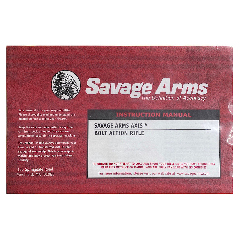 Savage Arms Owner&#39;s Manual for Savage Arms Axis Bolt Action Rifle - Canada Brass - 