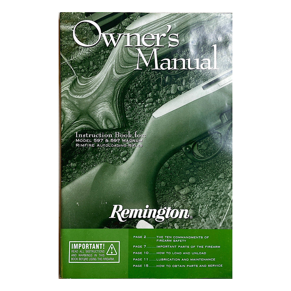 Remington Owner&#39;s Manual for Model 587 &amp; 597 Magnum Rimfire Autoloading Rifles - Canada Brass - 