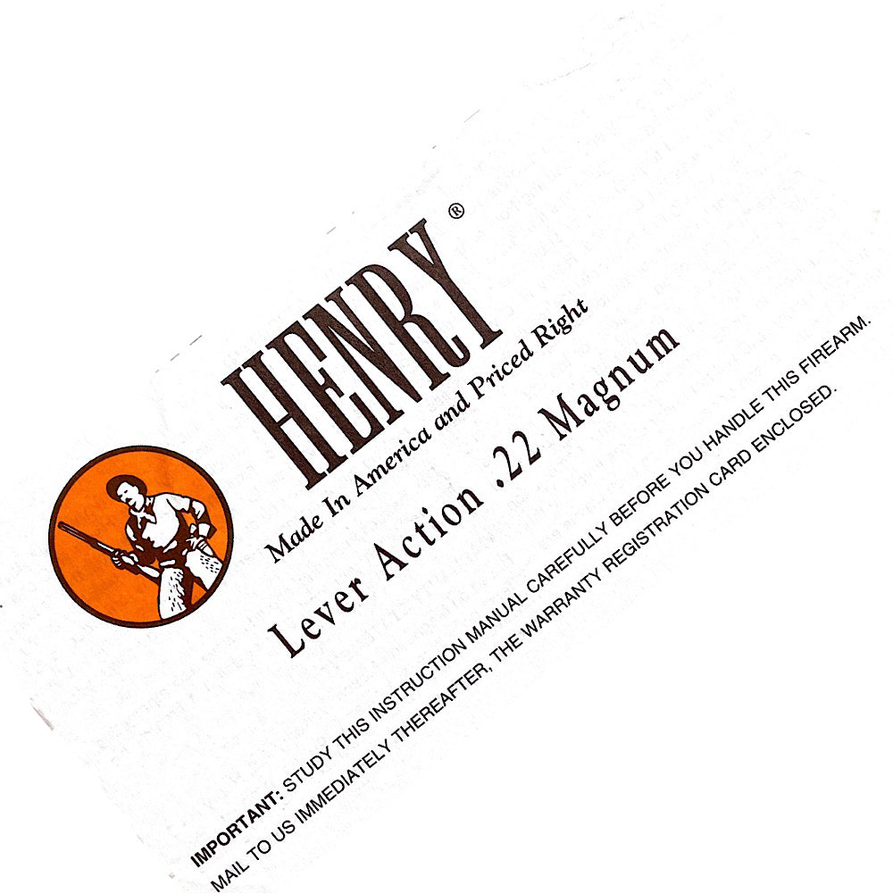 Henry Lever Action .22 Magnum owner's manual - Canada Brass - 