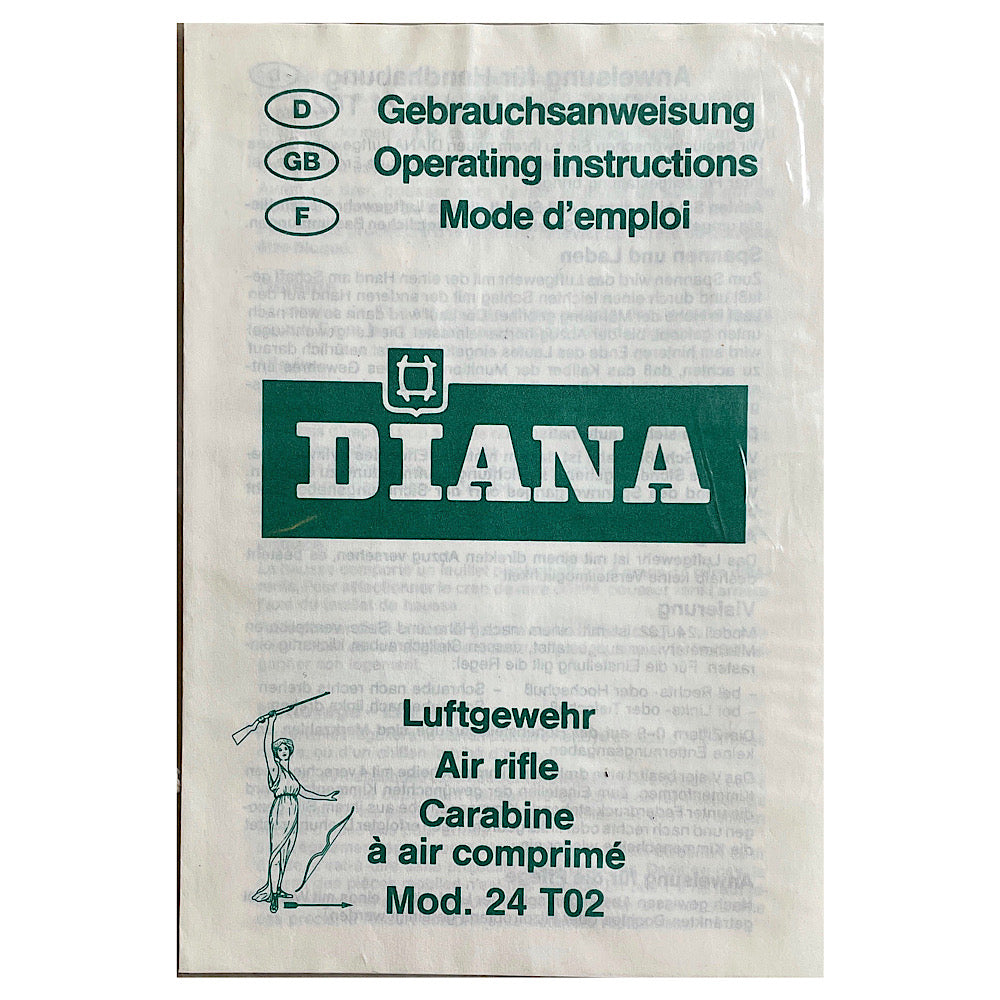 Diana Air Rifle Carabine for Mod. 24 T02 in 3 different languages - Canada Brass - 