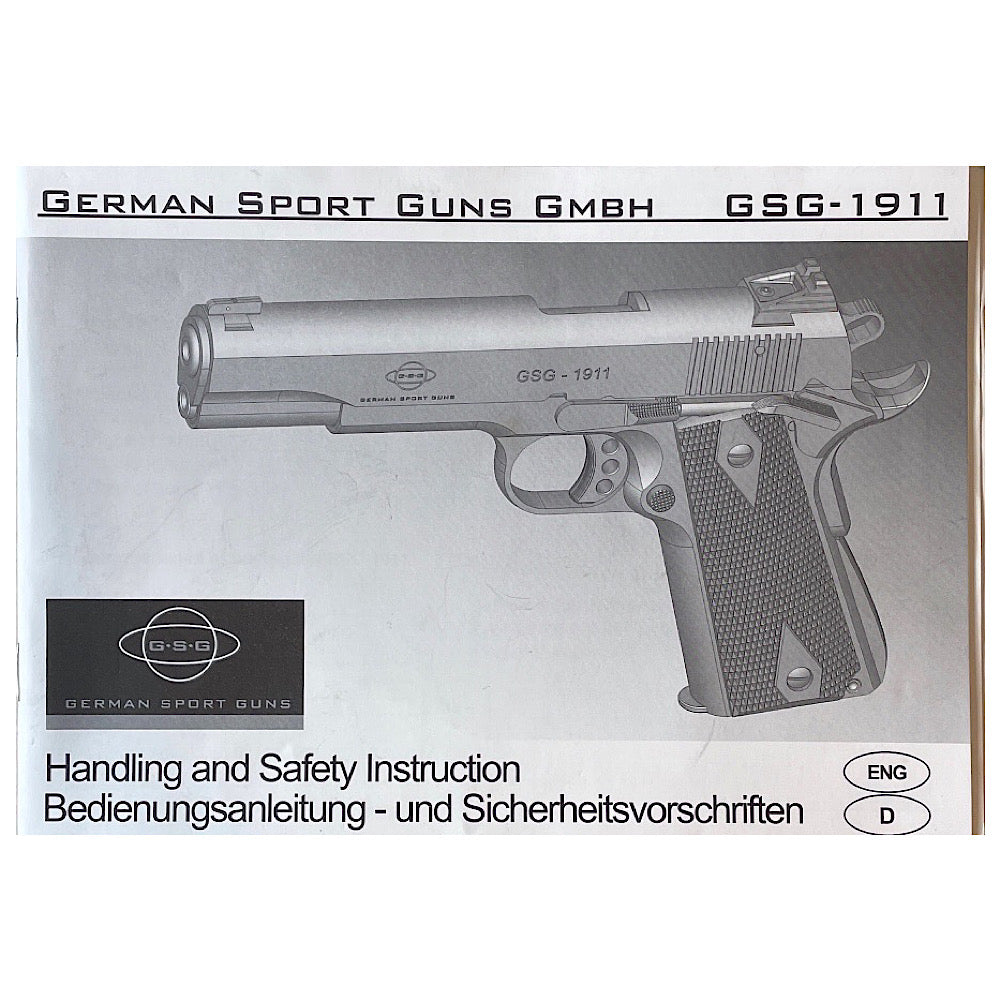 German Sport Guns GMBH Model GSG-1911 Handling and Safety Instruction - Canada Brass - 