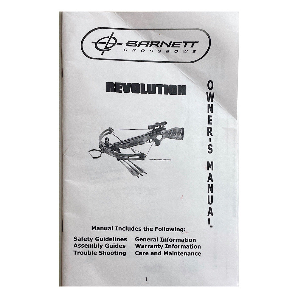 1- Barnett Crossbows Ranger Owner's manual, 1- Barnett Crossbows Revolution Owner's Manual, 1- Barnett Crossbows Panzer V Owner's Manual - Canada Brass - 