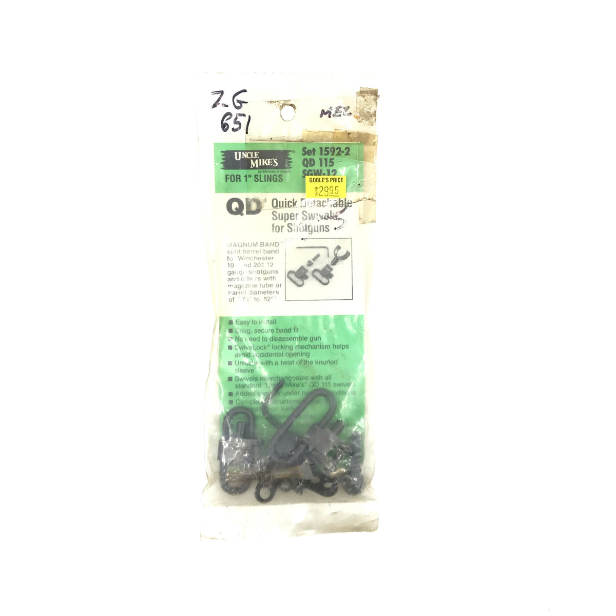 Uncle Mikes QD Swivels 115 1592-2 SGW12 Winchester 101 12GA