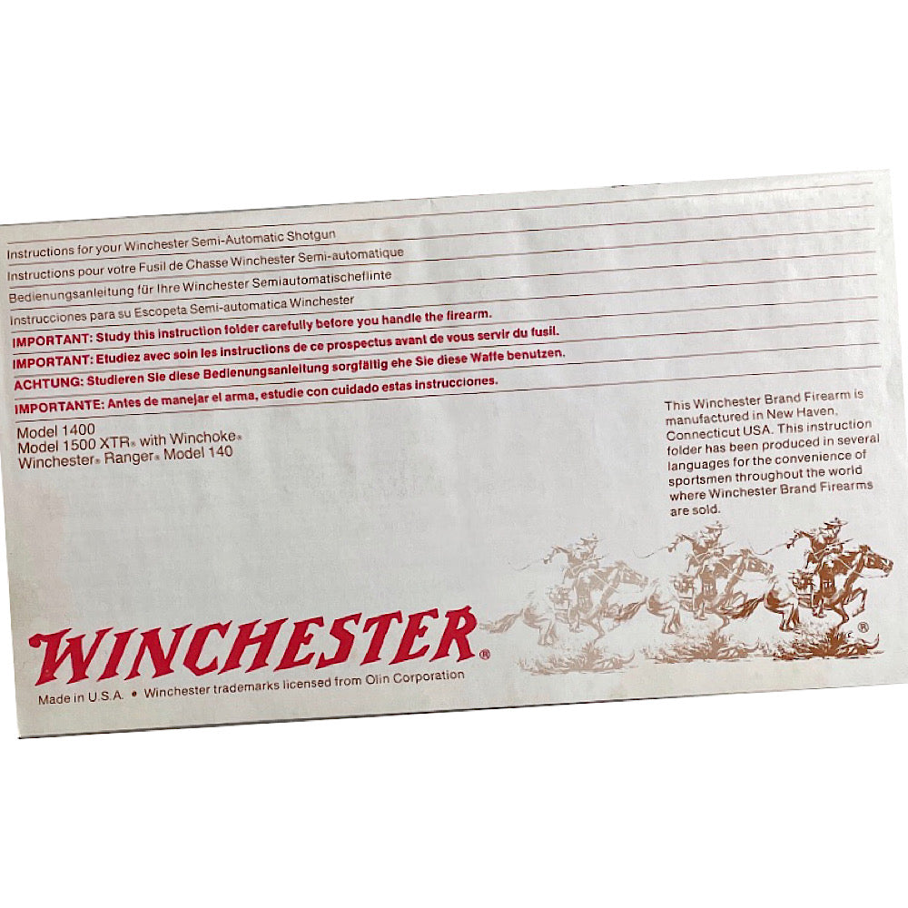 Winchester Owner's Manual for Model 1400, Model 1500 XTR with Winchoke, Winchester Ranger Model 140 Firearms purchase card included - Canada Brass - 