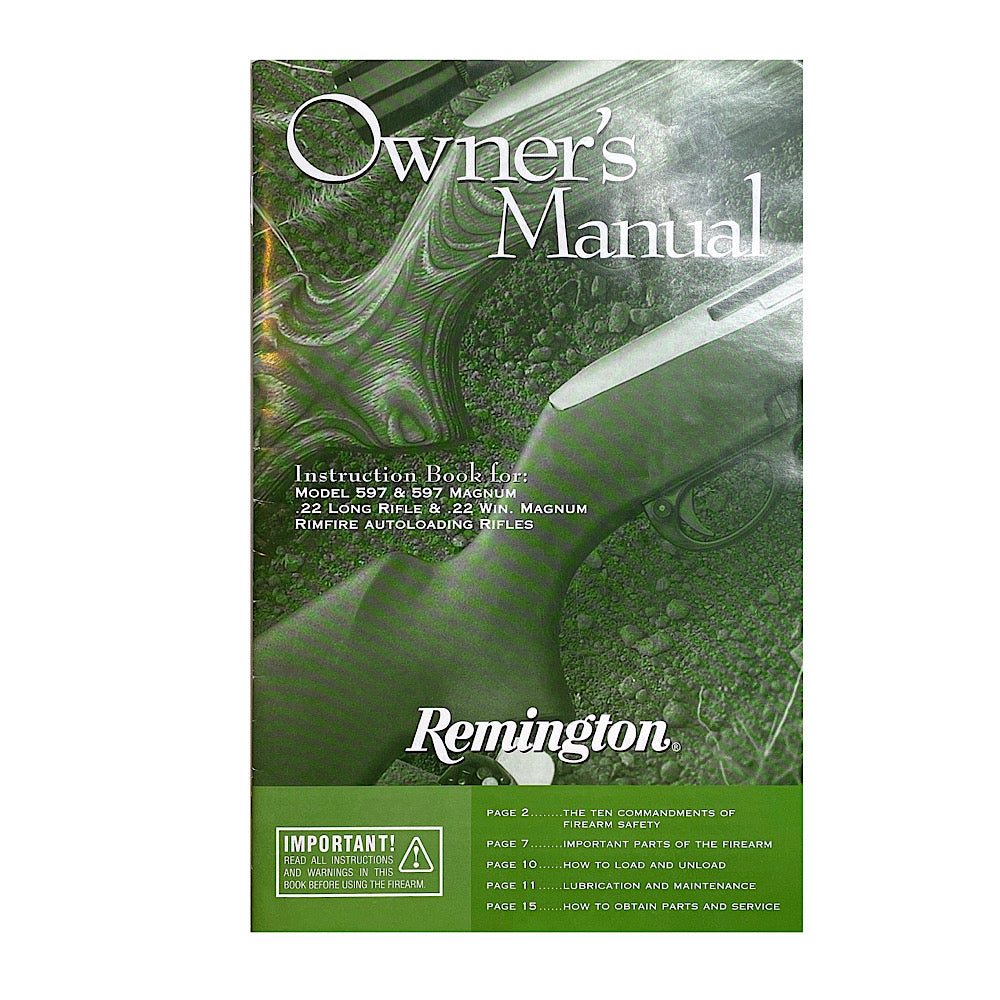 Remington Mod 597 22 LR & 597 22 Mag Semi Auto Rifle Owner's Manual - Canada Brass - 