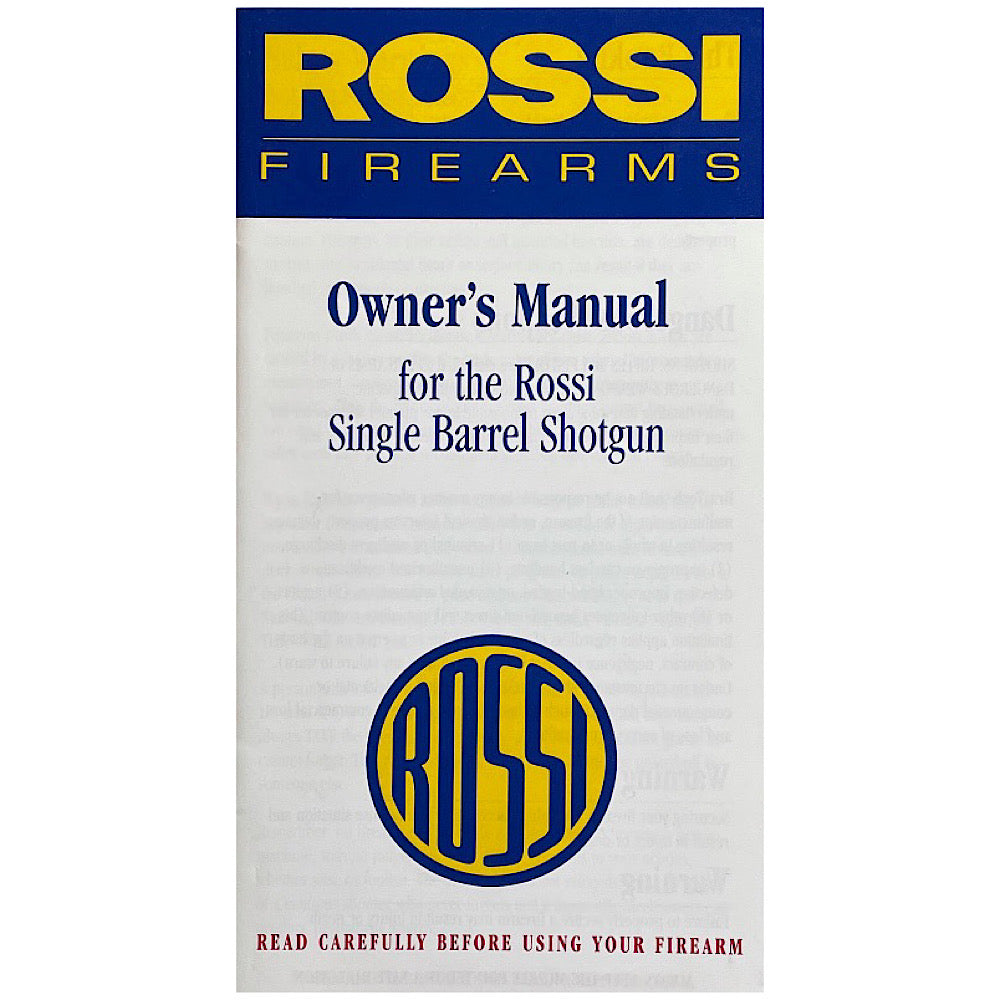 Rossi Owner's Manual for Rossi Single Barrel Shotgun 19 pgs - Canada Brass - 