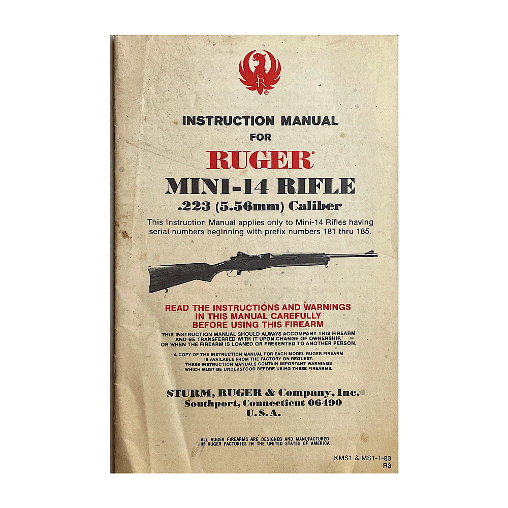 Ruger Instruction Manual for Mini-14 Rifle .223 (5.56mm) Caliber 1984 - Canada Brass - 