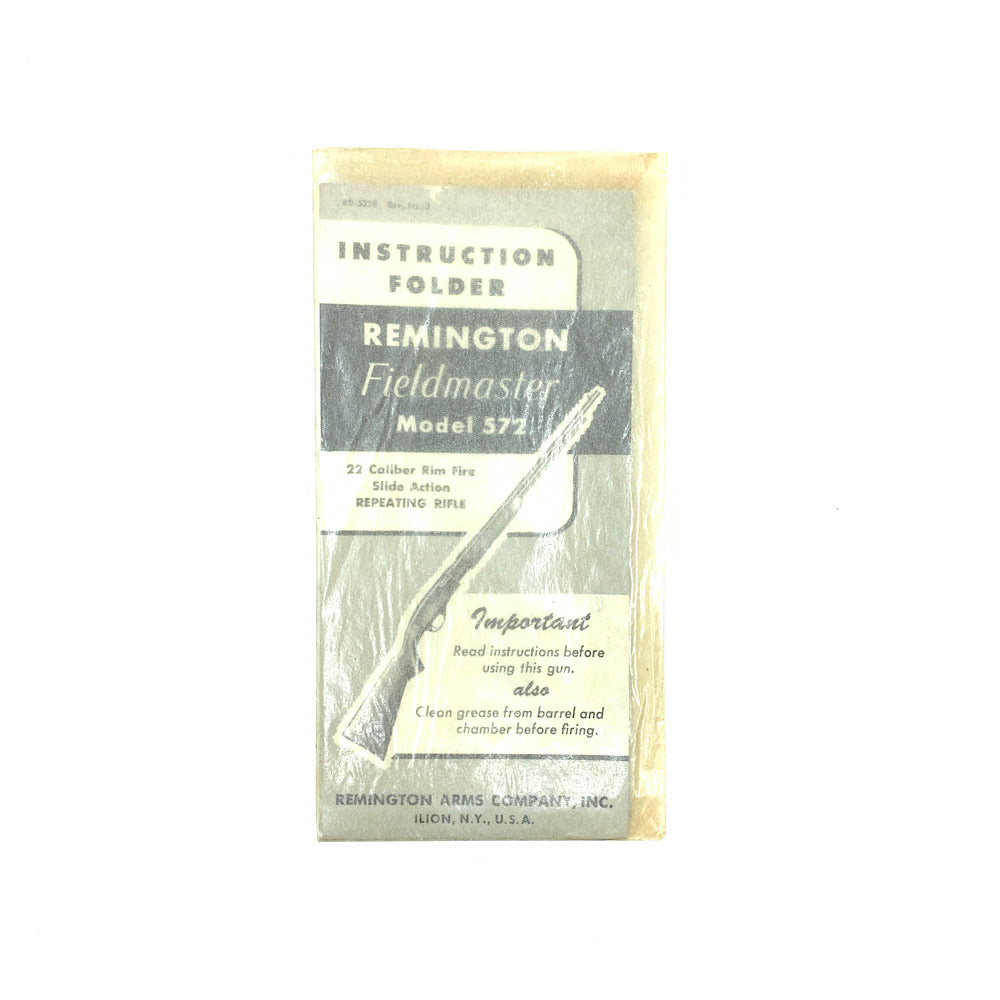 Original Owners Manual for Remington Model 572 22LR Semi Auto Rifle 1958