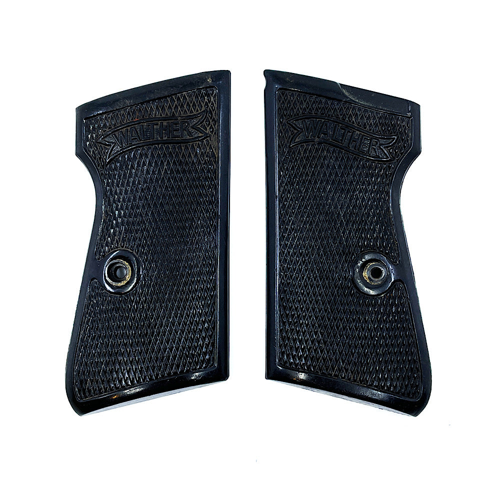 Set Original Black Walther PP Grips with Walther Bamer - Canada Brass - 