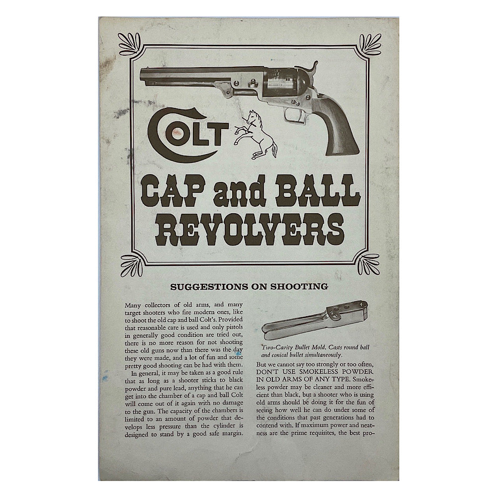 Colt Cap & Ball Revolvers 2nd generation 1971 owners manual