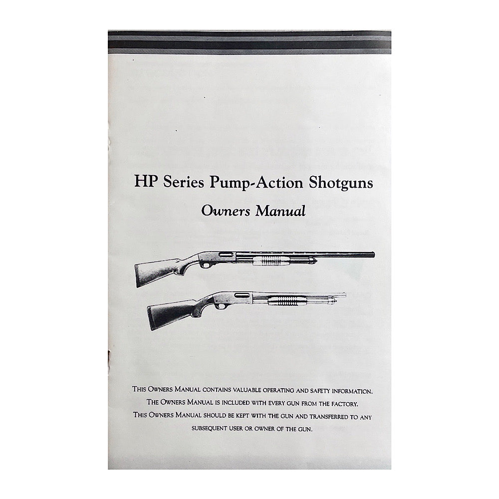 Owner's Manual for HP Series Pump-Action Shotguns 10 pgs - Canada Brass - 