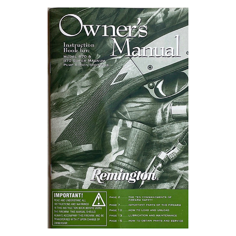 Remington Owner&#39;s Manual Model 870 Express Super Mag Pump Action Shotgun 19 pgs - Canada Brass - 