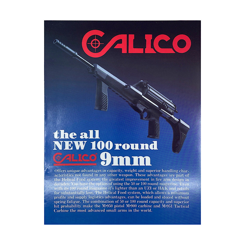 Calico The all New 100 round Calico 9mm  1990 catalogue