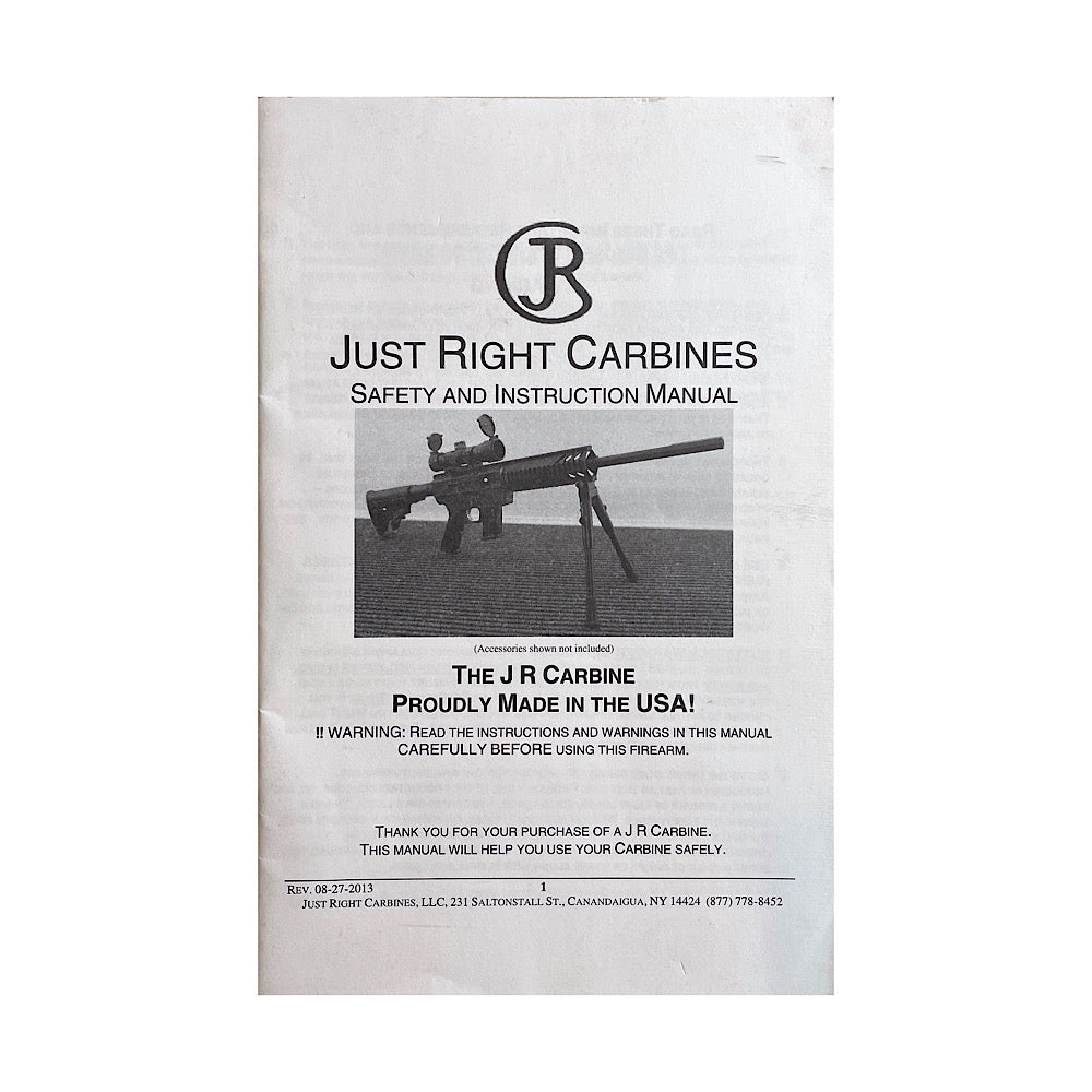Just Right Carbines Owner&#39;s Manual - Canada Brass - 