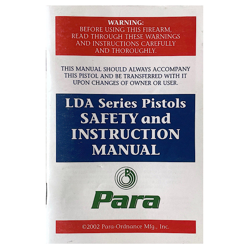 Para Ordnance LDA Series Pistols Original Instruction Manual - Canada Brass - 