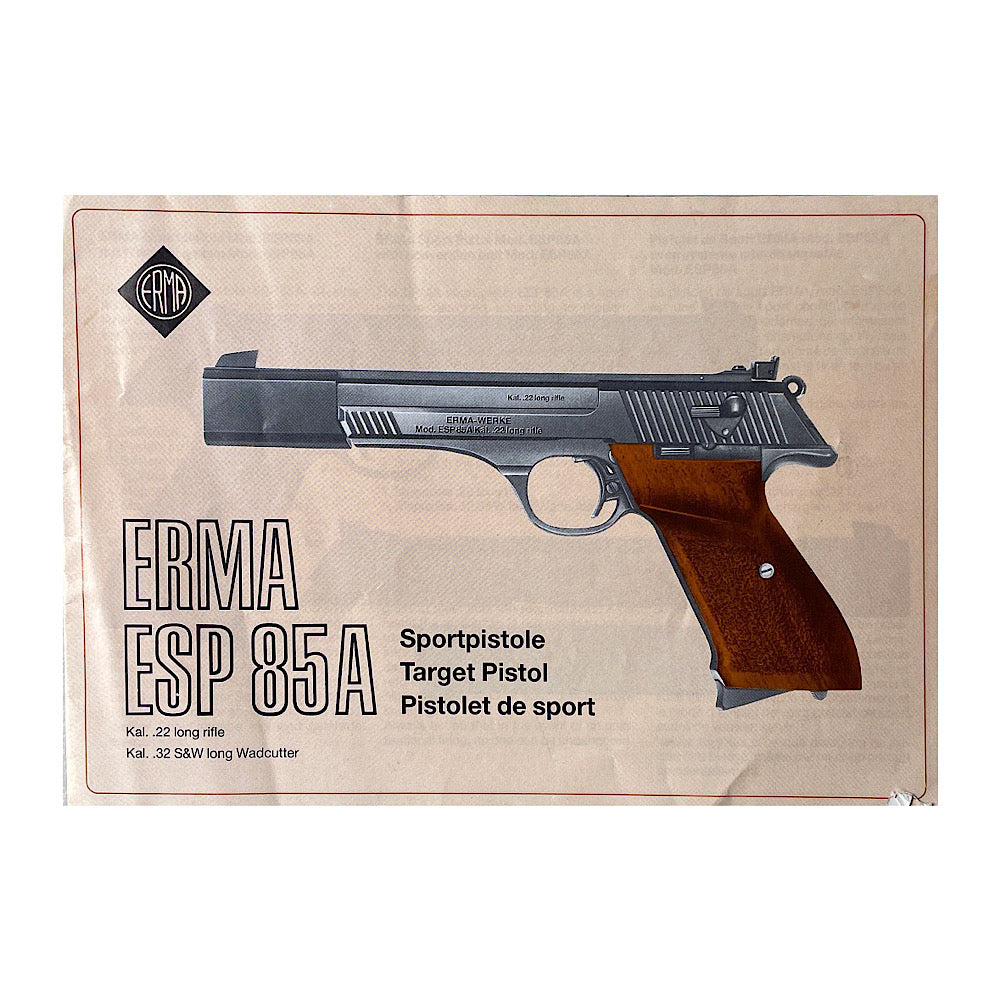 Erma ESP 85A Target Pistol Owner's manual in several languages - Canada Brass - 