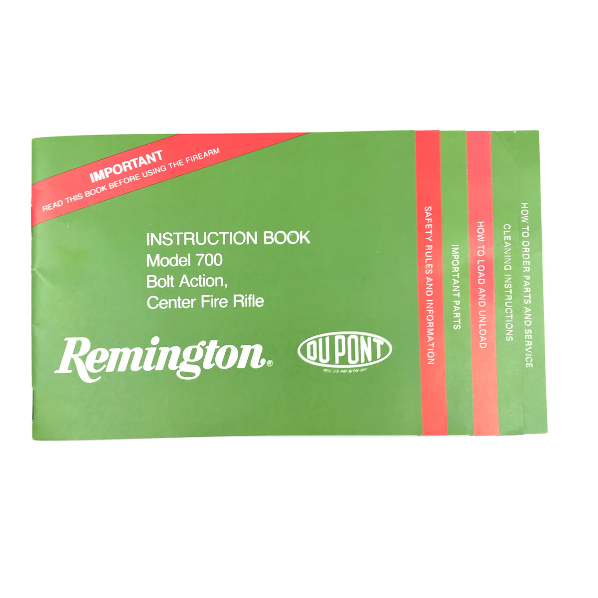 Remington Instruction Book Model 700 Bolt Action Center Fire Rifle