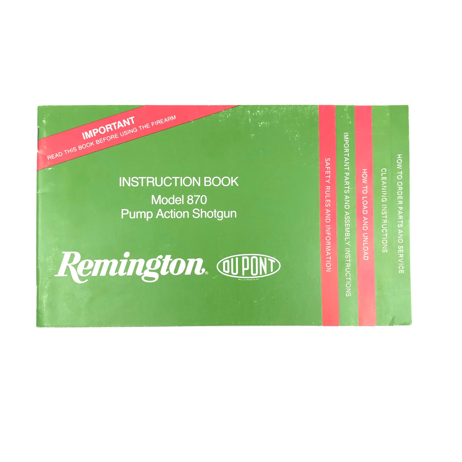 1992 Remington Instruction Book Model 870 Pump Action Shotgun