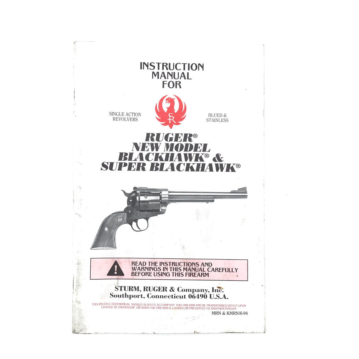 Instruction Manual for Ruger New Model Blackhawk &amp; Super Blackhawk